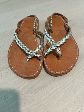Braided Metallic-Strap Gold Women’s Sandals